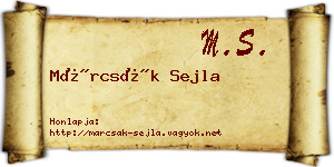Márcsák Sejla névjegykártya